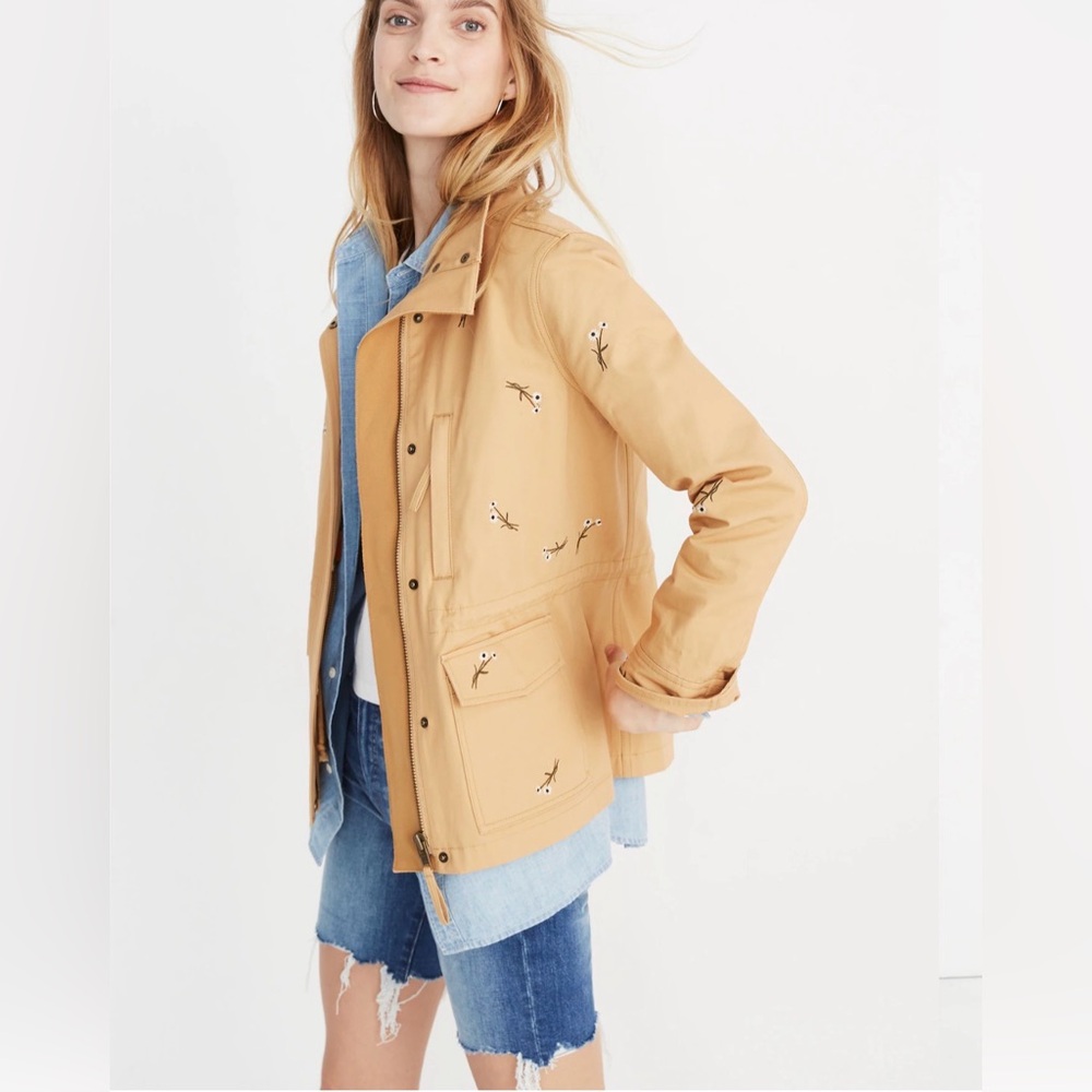 Madewell Embroidered Passage Jacket Cotton Tan Size Medium